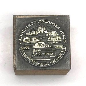 Blair Nebraska Centennial Printers Block, Vintage 1969 Metal Letterpress, USA